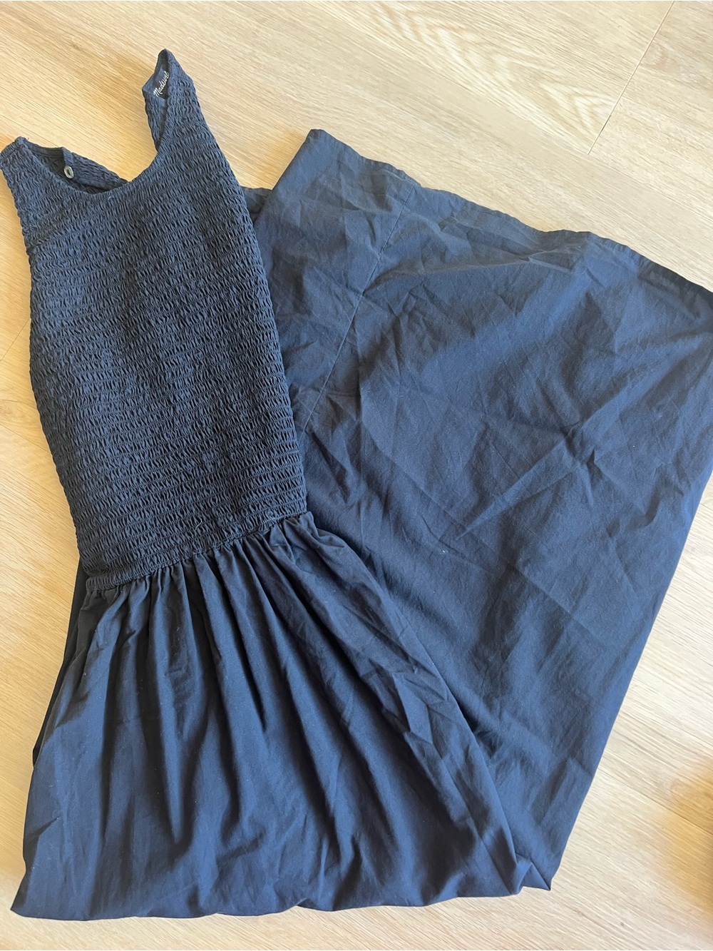 Madewell Black Smocked Maxi Dress with Flowing Skirt